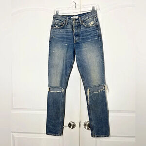 GRLFRND Karolina high rise distressed 5 pockets button fly denim size 24